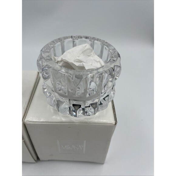 Mikasa Round Crystal Votive Candle Holder Impulse Set Of 2 New 2 Inches NIB - Picture 3 of 10